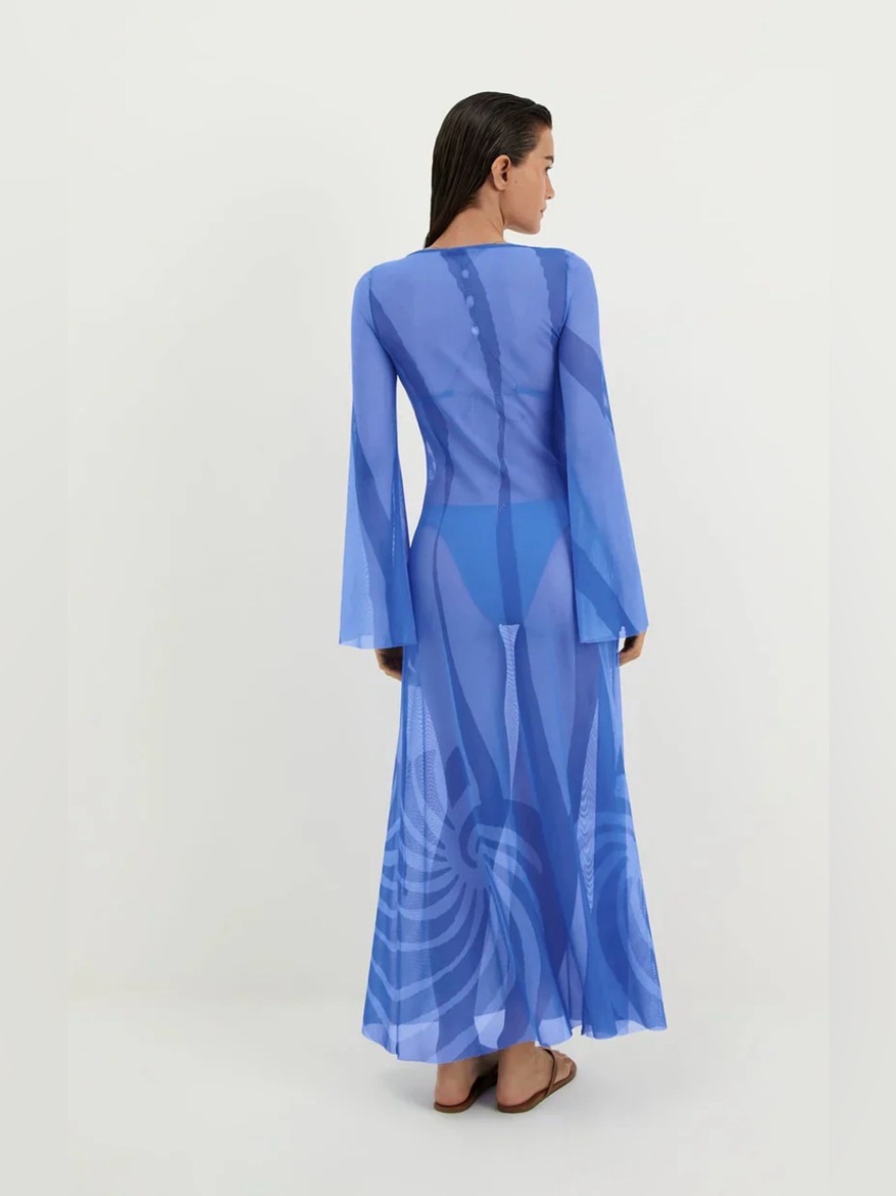 Caroline Constas Two-Tone Blue Long-Sleeve cover up Dress NWT - Picture 3 of 17